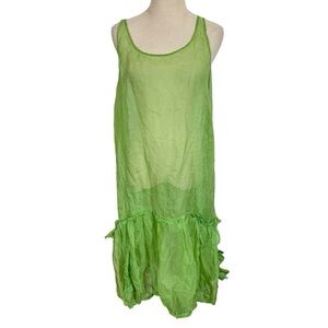 Tina Givens 100% Silk Sheer Oversized Ruffle Dress